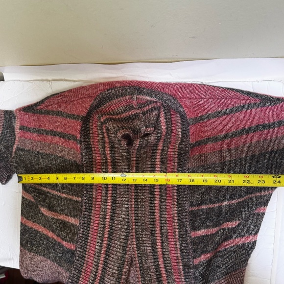 ESPRIT Open Front Stripe Cardigan Sweater Shawl Collar Pockets Cotton Soft Cozy - Picture 15 of 16